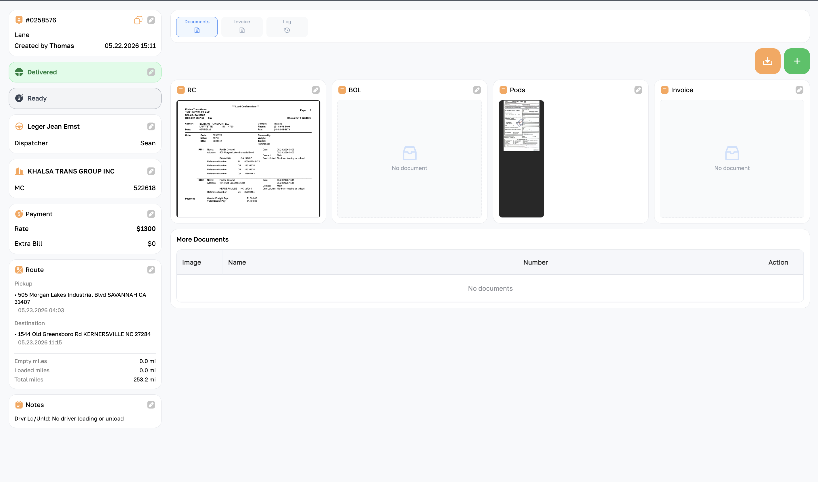 Documents tab overview