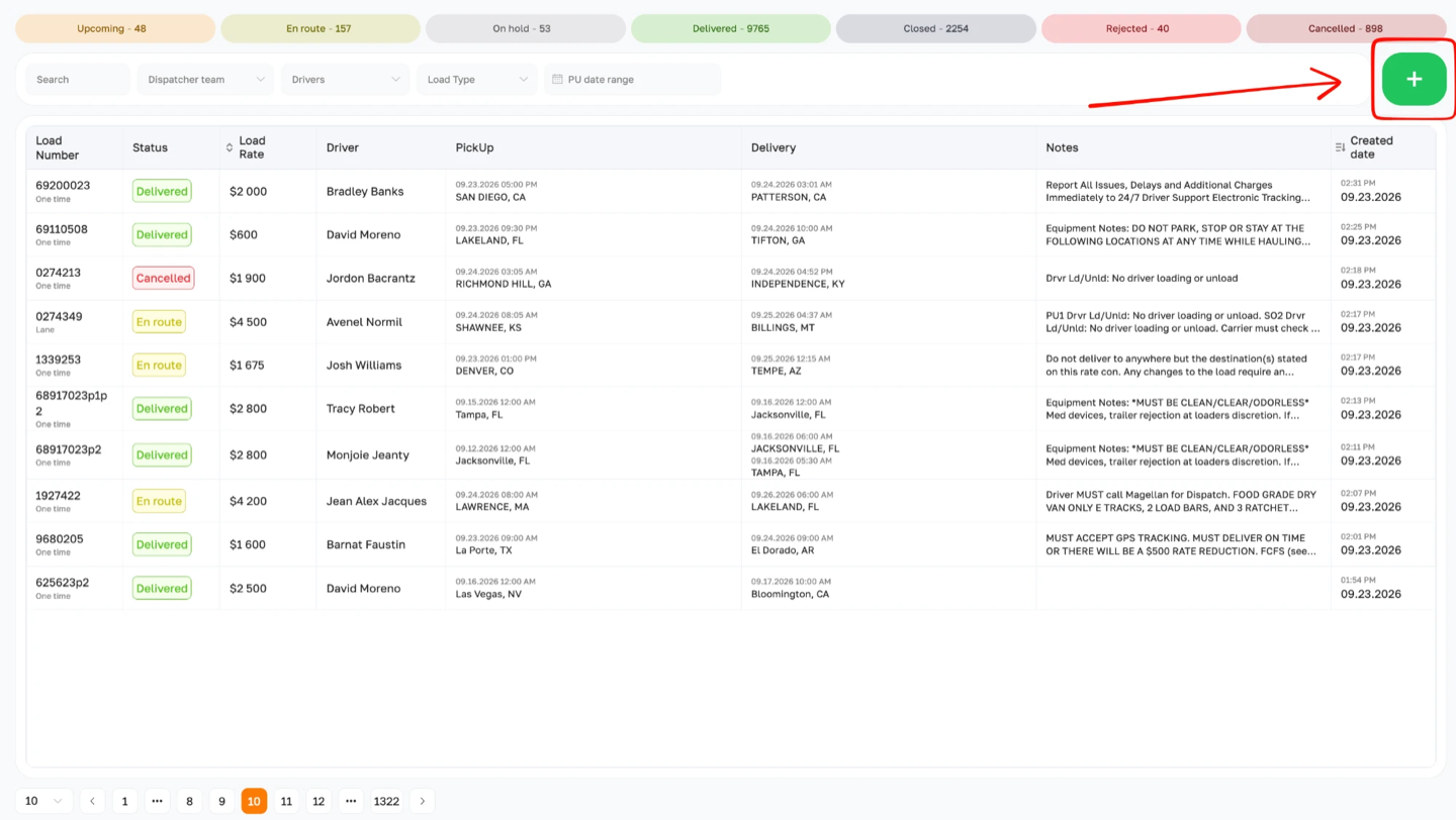 Main → Loads — the + button