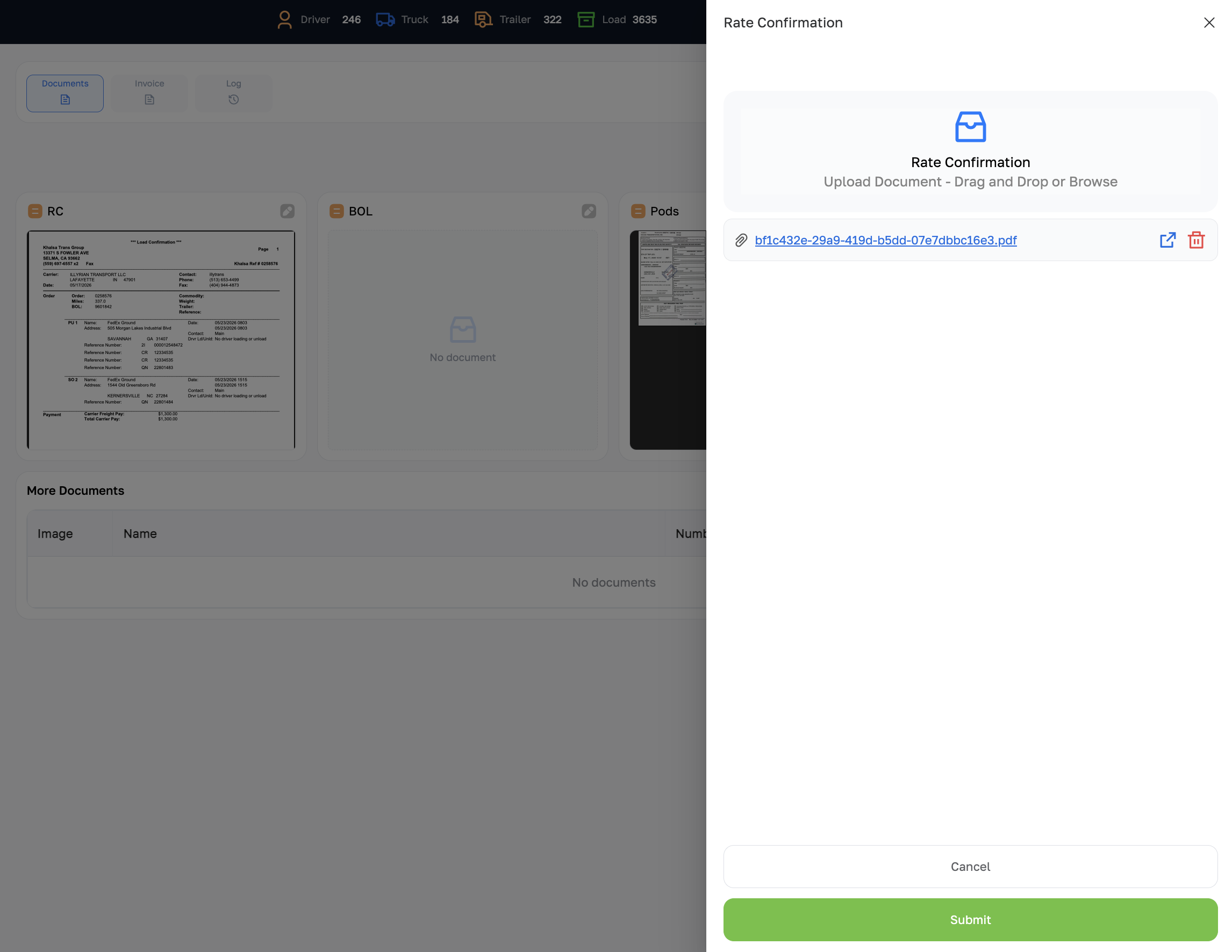 Upload RC drawer
